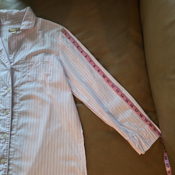 Cottonista Pink Striped Women's Nightshirt, 100% Cotton Pajama Dress - Picture 7 of 9